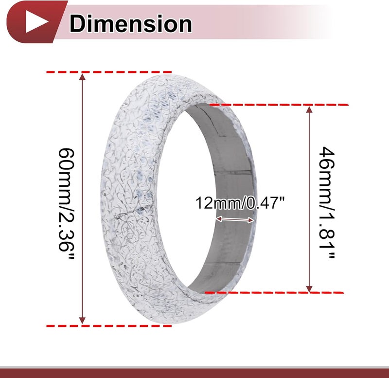 REPAIROCK ID 46mm Exhaust Manifold Gasket Prevent Leak Noise Exhaust Donut Gasket Muffler Ring Exhaust Flange Gasket for Car SUV Truck RV Graphite - Image 4